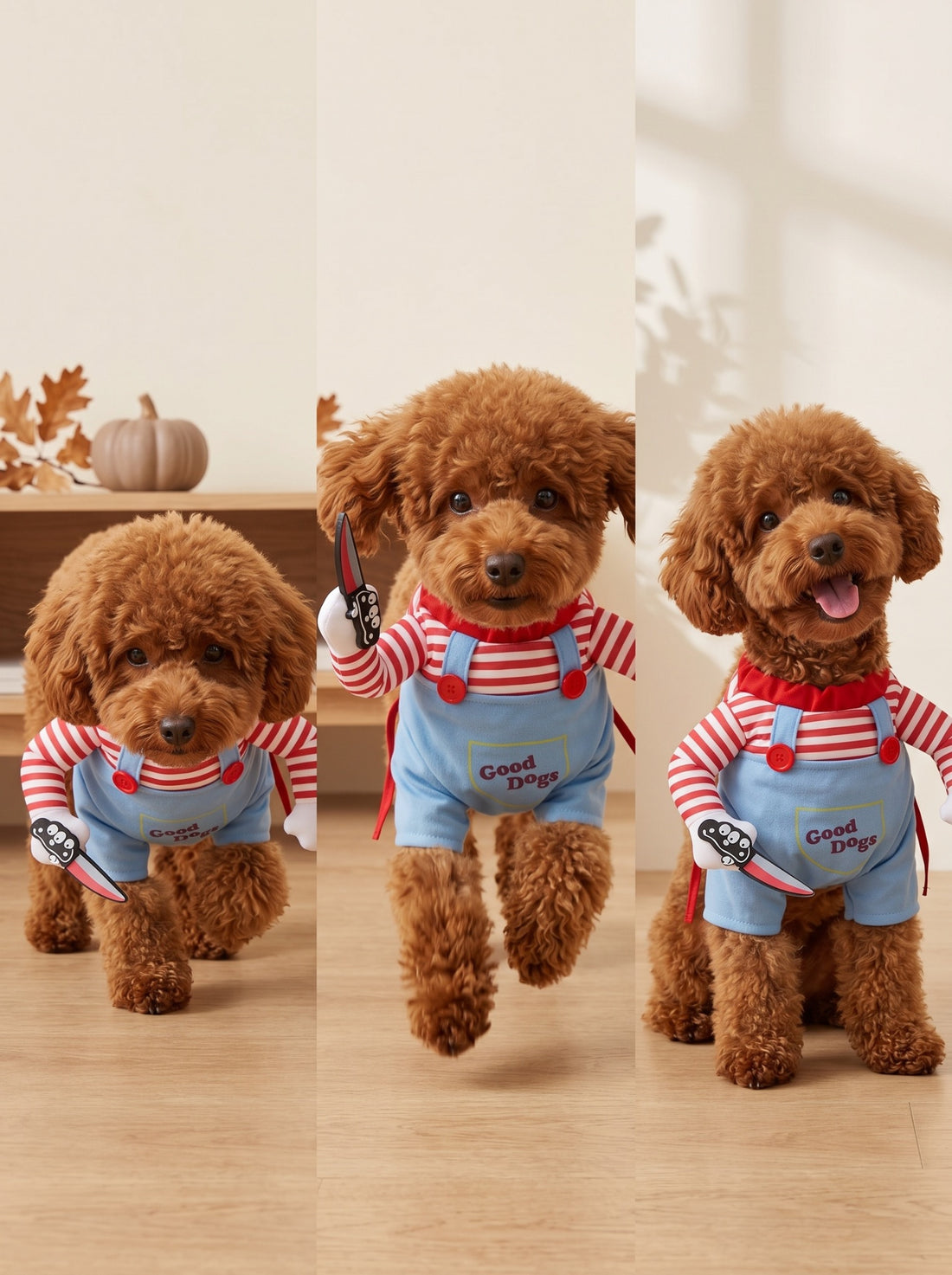 Good Dogs Halloween Costume — Toy Poodle in three playful poses