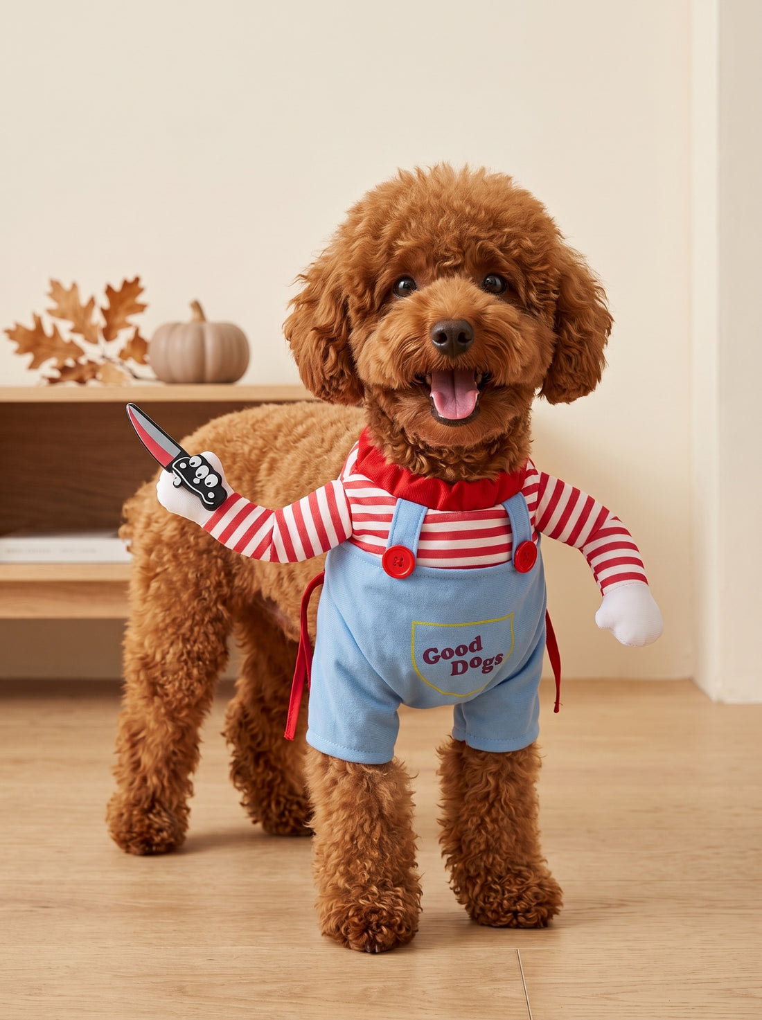 Good Dogs Halloween Costume — happy Toy Poodle lifestyle photo