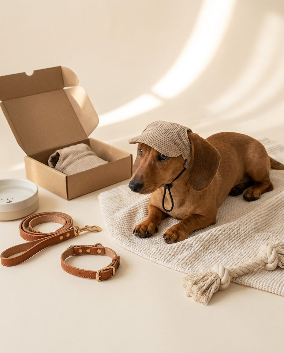 Cappellino da sole kaki per cani con sottogola regolabile