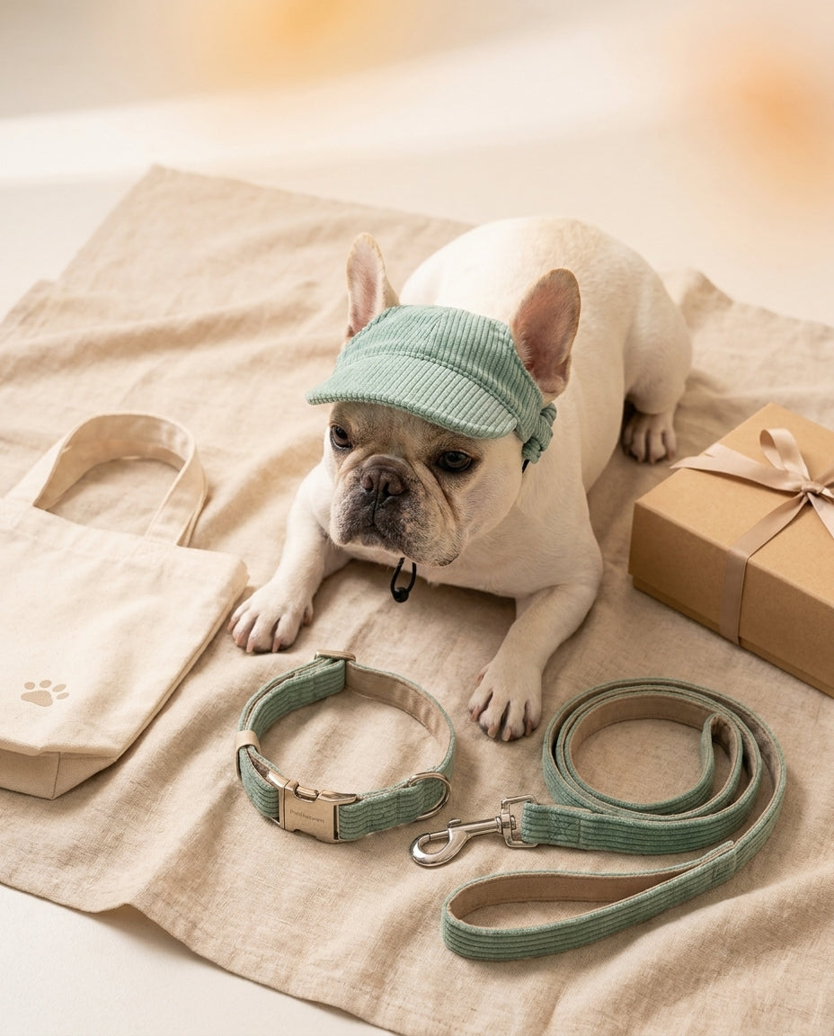 Cappellino da sole verde acqua per cani con sottogola regolabile