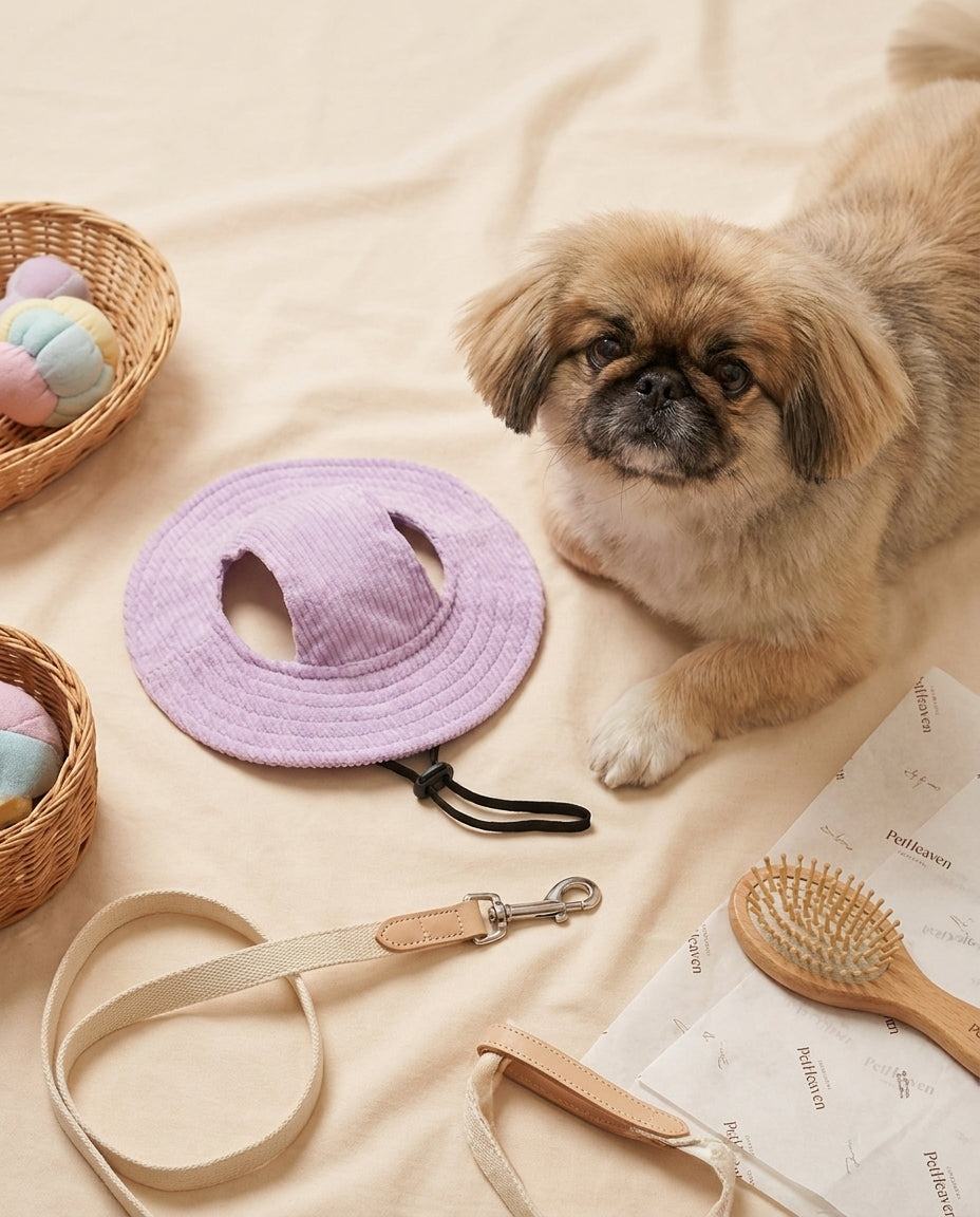 Cappellino da sole viola per cani con sottogola regolabile
